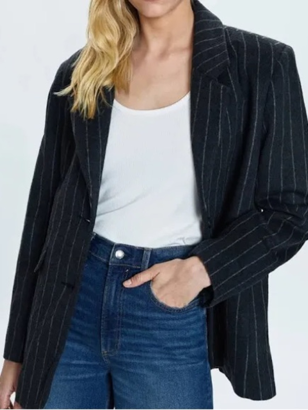 Brand new with tags PISTOLA Jane Oversized Blazer (charcoal/chalk stripe) XS